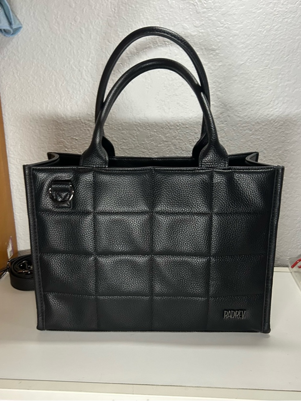 Radrev Black Quilted Tote Bag